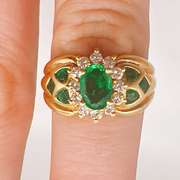 14kt Gold, Emerald, & Diamond Cocktail Ring