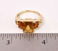 Stunning Citrine and Garnet Ring in 14K Yellow Gold