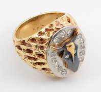 Custom Made 14k & Diamond Steer Ring