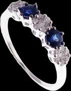 Mismatch Diamond Cluster Trinity 18k White Gold Ring with Sapphires