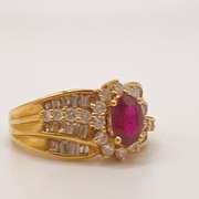 18kt Yellow Gold, Ruby, & Diamond Cocktail Ring