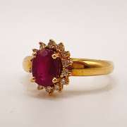 18kt Yellow Gold, Ruby, & Diamond Ring