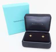 Rare Tiffany & Co Fleur de Lis 18k Yellow Gold Diamond Earrings