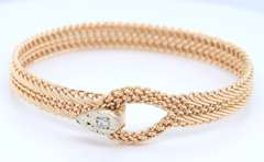 Charming Yellow Gold Braided Bracelet with Diamond