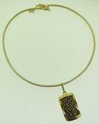 Sterling Silver Woven Basket Design Pendant With Italian Snake Collar Necklace