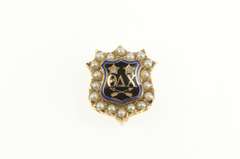 10K Yellow Gold Theta Delta Chi Black Enamel Fraternity Pin/Brooch
