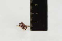 10K Yellow Gold Diamond Ruby Flower Halo Cluster Bypass Ring