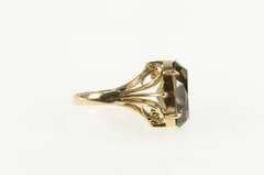 14K Yellow Gold Oval Smoky Quartz Retro Cocktail Statement Ring