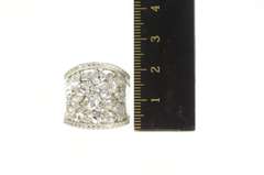 Sterling Silver Curved CZ Encrusted Pave Statement Band Ring