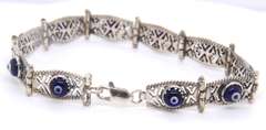 Sterling Silver Evil Eye Link Bracelet