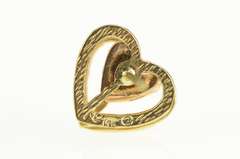 14K Yellow Gold Two Tone Heart Love Symbol Stud Earrings