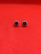 14K WHITE GOLD DIAMOND AND RUBY PUSH BACK EARRINGS