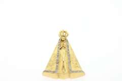 Mother Mary with Diamond-Lined Robe Pendant in 18KT Yellow Gold