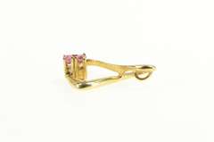 14K Yellow Gold Ruby Inset Figure 8 Eight Abstract Loop Pendant