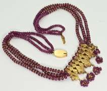 Exquisite Ruby, Diamond, and 21K Gold Indian Necklace