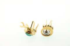 Vintage Etched Turquoise Sun Earrings in 18k Yellow Gold