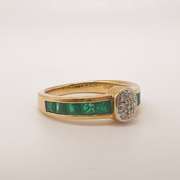 18kt Yellow Gold, Emerald, & Diamond Cocktail Ring