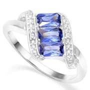 1.20 CT LAB TANZANITE & DIAMOND 925 STERLING SILVER RING
