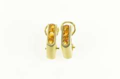 14K Yellow Gold Geometric Citrine Squared Lever Back Earrings