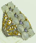 Sterling Silver Large Opal Color Stone Ring