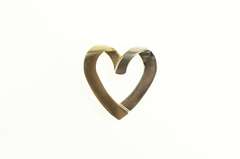 10K Yellow Gold Two Tone Squared Loop Heart Love Romantic Pendant