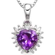 2/3 CT AMETHYST & DIAMOND 925 STERLING SILVER PENDANT