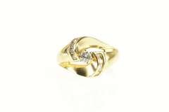 14K Yellow Gold 0.50 Ctw Diamond Retro Swirl Engagement Ring