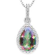 1.19 CT MYSTIC GEMSTONE & DIAMOND 925 STERLING SILVER PENDANT