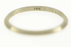 14K White Gold 1950's Vintage NOS 1.3mm Grooved Band Ring