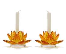 Crystal Gold Lotus Candleholder - Set of 2