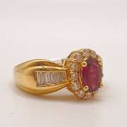 18kt Yellow Gold, Ruby, & Diamond Ring