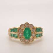 18kt Gold, Emerald, & Diamond Cocktail Ring