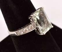 Gorgeous Green Amethyst Ring in 14K White Gold