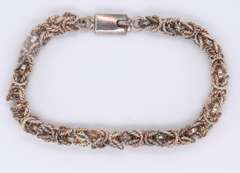 Group Lot of 2 Vintage Sterling Silver Fancy Link Bracelets
