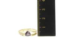 14K Yellow Gold Trillion Amethyst Diamond Accent Bypass Ring