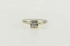 14K White Gold 0.21 Ctw 1940's Diamond Solitaire Engagement Ring