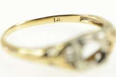 14K Yellow Gold Art Deco Filigree 4.5mm Engagement Setting Ring