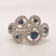 14kt White Gold, Blue Sapphire, & Diamond Ring