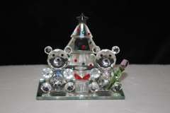 Crystal Teddy Bears on Mirror Base