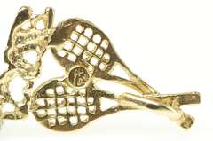 14K Yellow Gold Love Crossed Tennis Rackets Racquet Charm/Pendant