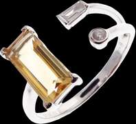 Radical Citrine and Diamond 18k White Gold Ring