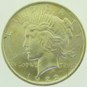 1922 Peace Silver Dollars $1 US Coin Flashy White Slider BU