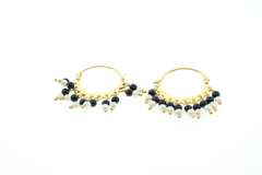 Tourmaline and Pearl Dangle Earrings in 18KT Yellow Gold.