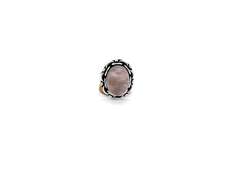 Cabochon Rose Quartz in Tibetan Silver Energy Ring