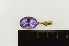 14K Yellow Gold Oval Amethyst Solitaire Classic Statement Pendant