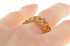 18K Yellow Gold Citrine Bar Bell Eternity Statement Band Ring