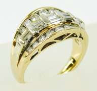 14K Baguette & Round Diamonds Ring, Size 5.25