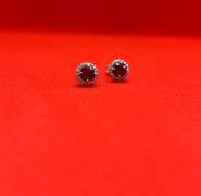 14K WHITE GOLD DIAMOND AND RUBY PUSH BACK EARRINGS