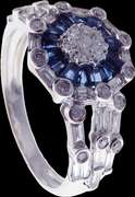 Illustrious 18k White Gold Diamond Cluster Ring with Sapphire Moat