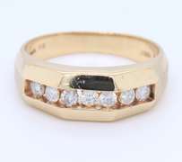 Formal Yellow Gold Channest Set Diamond Band